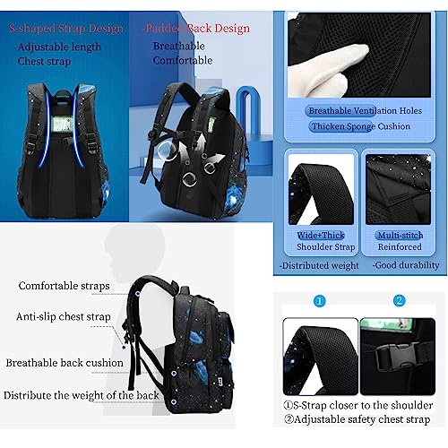 MITOWERMI Galaxy Rolling Backpack: Boys/Girls Trolley Bookbag