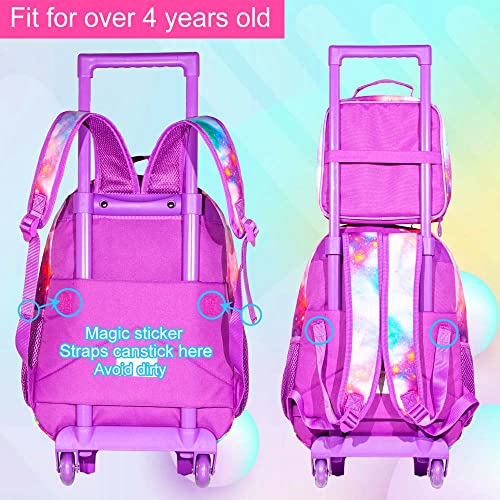 Unicorn Roller Backpack Set for Girls - Purple