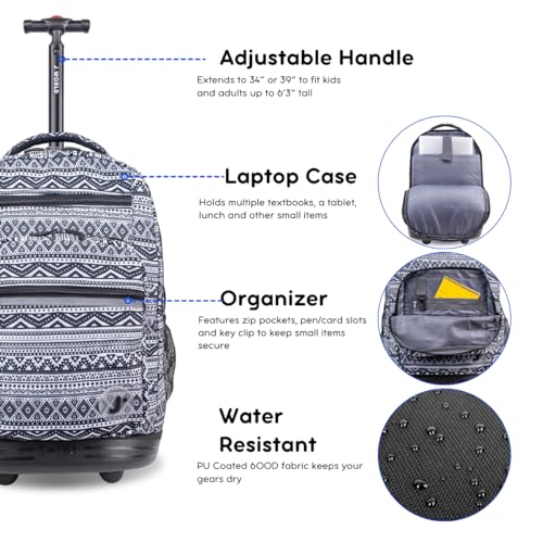 J World Sundance Rolling backpack, Tribal design