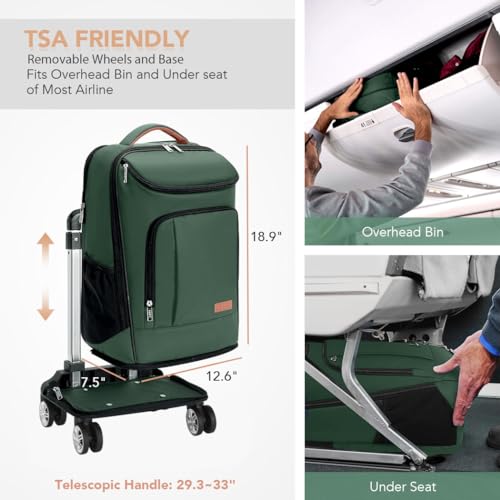 15.6" Rolling Laptop Backpack with USB Port - Green