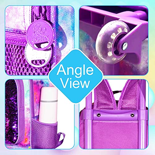 Unicorn Roller Backpack Set for Girls - Purple