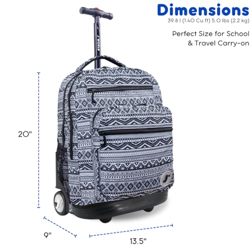 J World Sundance Rolling backpack, Tribal design