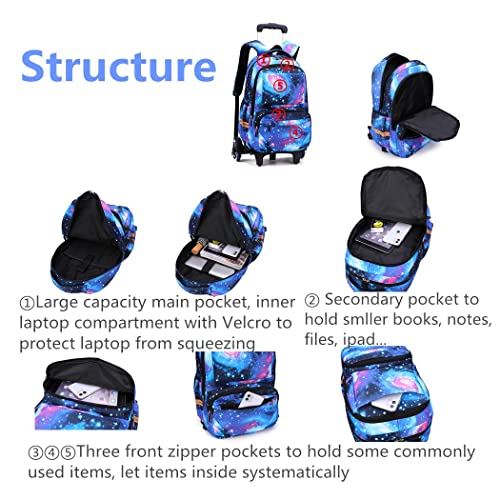 Galaxy Rolling Backpack with Matching Lunch Bag