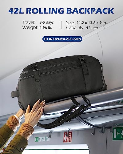 Aviation Approved Rolling Laptop Backpack for Women/Men