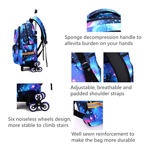 Galaxy Rolling Backpack with Matching Lunch Bag
