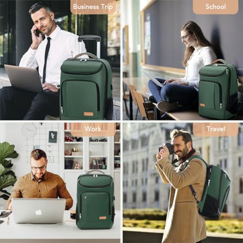 15.6" Rolling Laptop Backpack with USB Port - Green