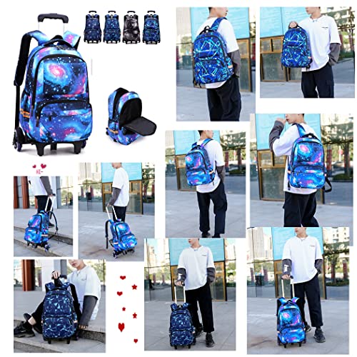 Galaxy Rolling Backpack with Matching Lunch Bag