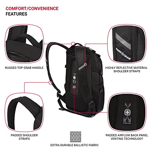 SwissGear 3598 Black Ballistic Narrow Daypack, 18