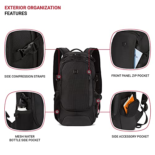 SwissGear 3598 Black Ballistic Narrow Daypack, 18