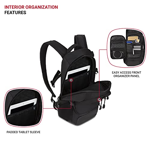 SwissGear 3598 Black Ballistic Narrow Daypack, 18