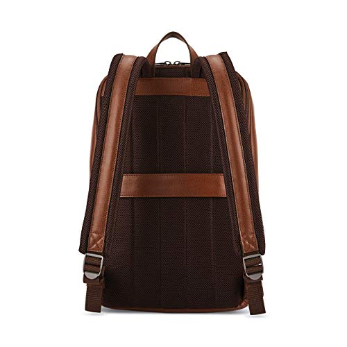 Samsonite Leather Slim Backpack, Cognac, Aviation Approved