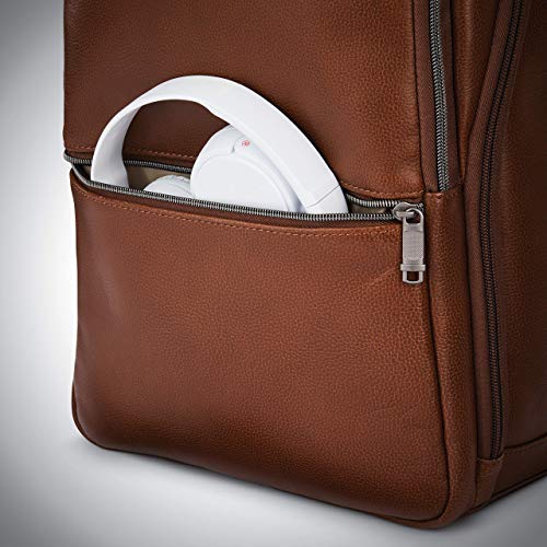 Samsonite Leather Slim Backpack, Cognac, Aviation Approved