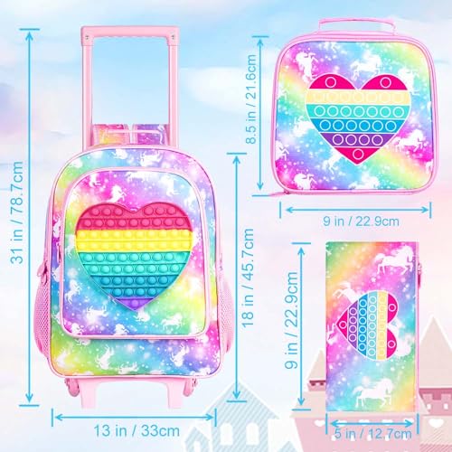 Unicorn Rolling Backpack Set for Young Aviators