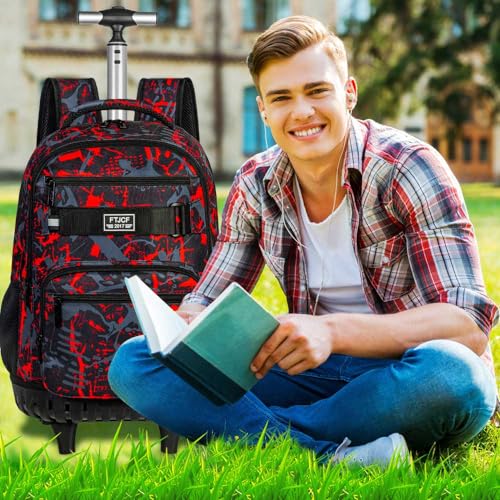 Men's 3PCS Graffiti Rolling Backpack, 19 Inches