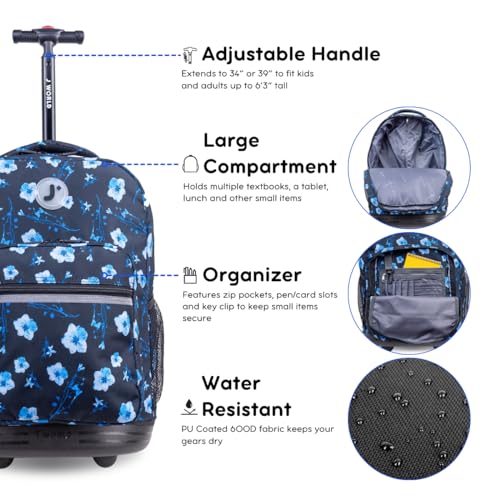 Night Bloom 18" Kids Rolling Backpack for Aviation