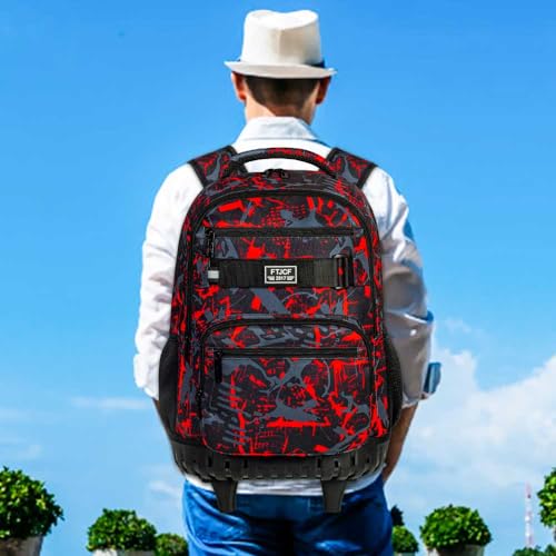 Men's 3PCS Graffiti Rolling Backpack, 19 Inches