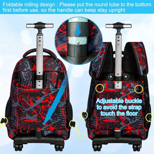 Men's 3PCS Graffiti Rolling Backpack, 19 Inches