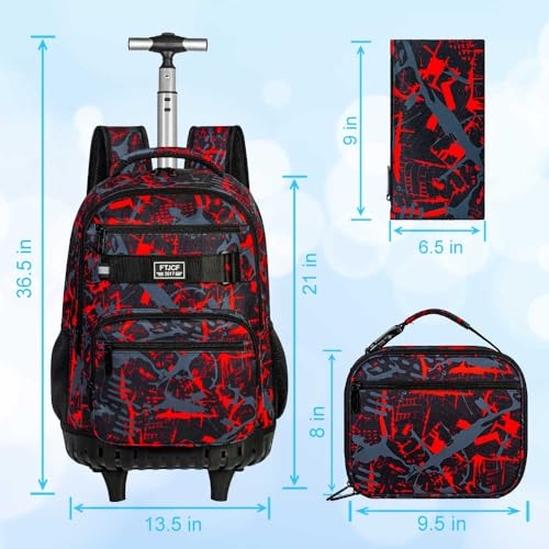 Men's 3PCS Graffiti Rolling Backpack, 19 Inches