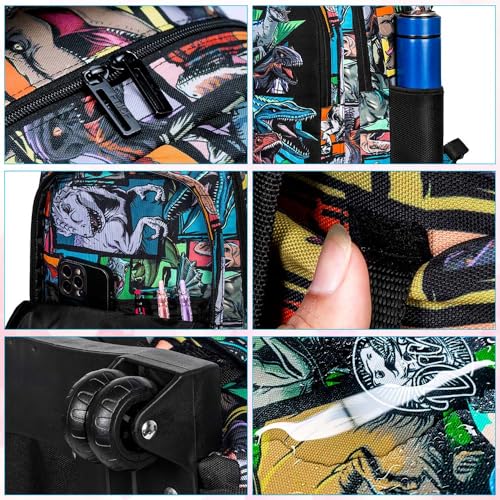 Durable Dinosaur Rolling Backpack for Boys - 21 Inch