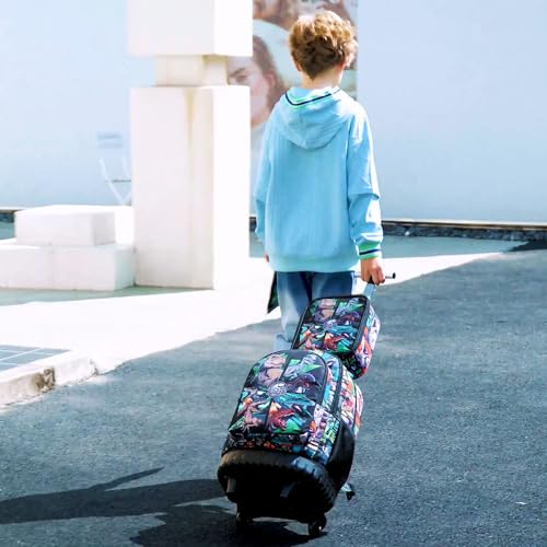 Durable Dinosaur Rolling Backpack for Boys - 21 Inch