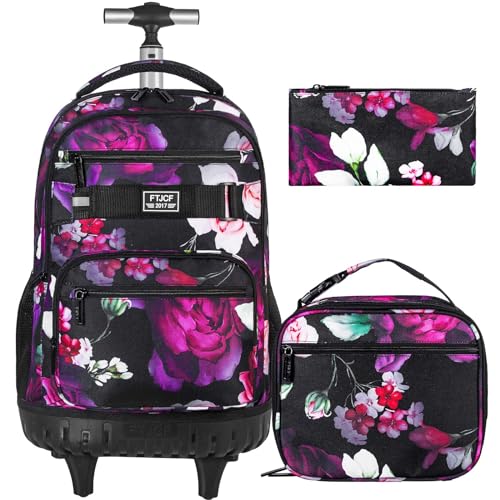 Black ZLYERT Rolling Backpack with Lunch Box for Girls & Women