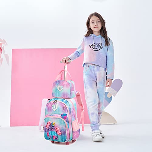 Unicorn Rolling Backpack for Girl's Aviation Adventure