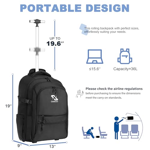 Golkcrux Rolling Backpack for Aviation Enthusiasts