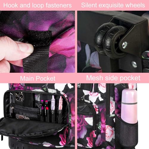 Black ZLYERT Rolling Backpack with Lunch Box for Girls & Women