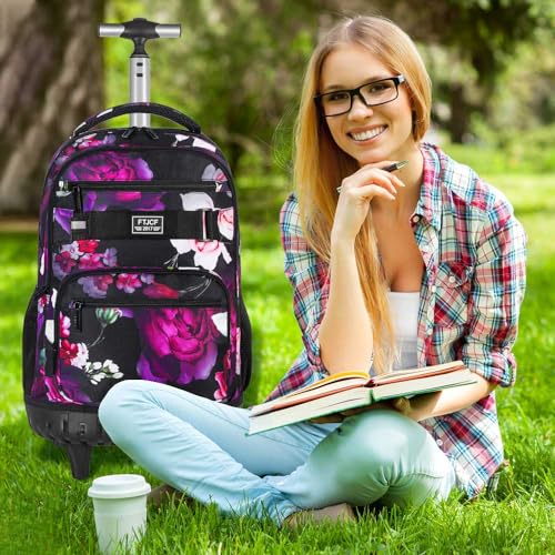 Black ZLYERT Rolling Backpack with Lunch Box for Girls & Women