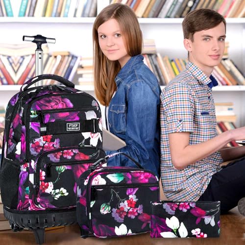 Black ZLYERT Rolling Backpack with Lunch Box for Girls & Women