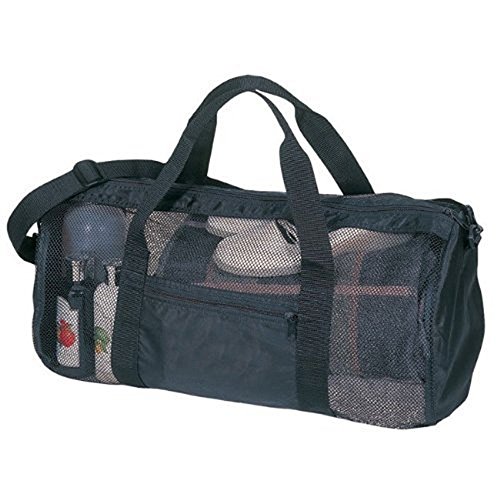 Aviation Black Mesh Gym Duffel, Easy Dry