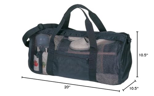 Aviation Black Mesh Gym Duffel, Easy Dry