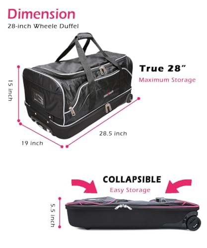 Aviation Rolling Duffel Bag with Garment Rack (28in-Grey)