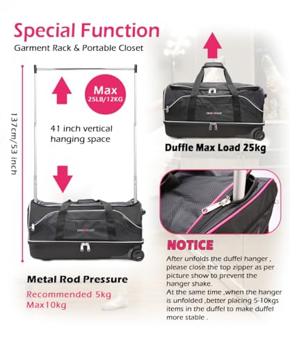 Aviation Rolling Duffel Bag with Garment Rack (28in-Grey)