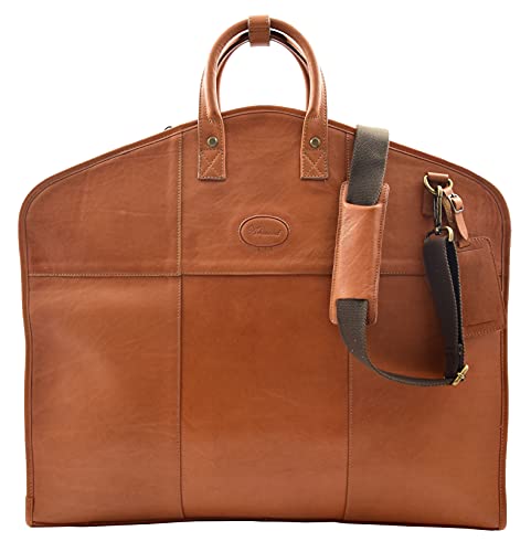 Aviation-Grade Leather Suit Carrier Bag: Tan