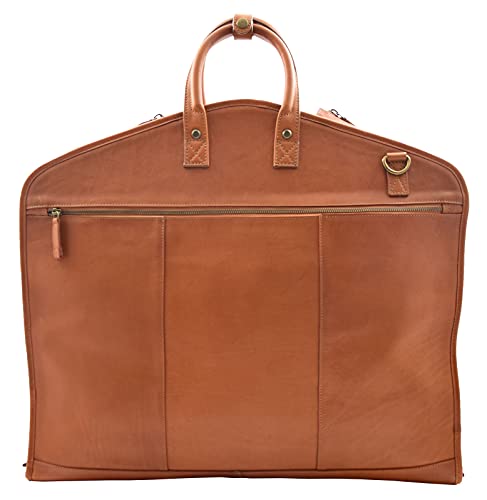 Aviation-Grade Leather Suit Carrier Bag: Tan
