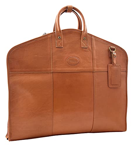 Aviation-Grade Leather Suit Carrier Bag: Tan