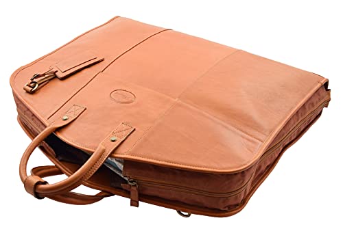 Aviation-Grade Leather Suit Carrier Bag: Tan
