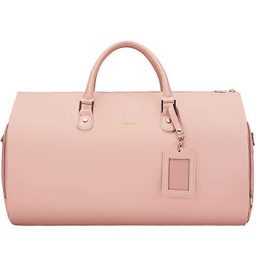 Modoker Pink Leather 2-in-1 Suit Travel Bag