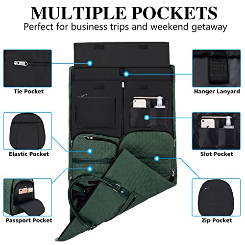 Convertible Travel Garment Bag with Toiletry Bag - H-Green