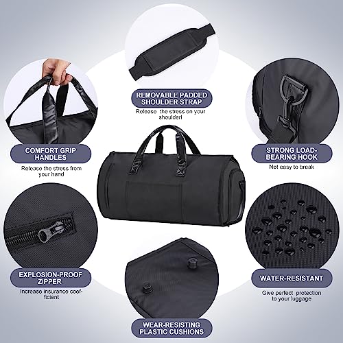 Large Convertible Garment Bag with Shoe Pouch - Black