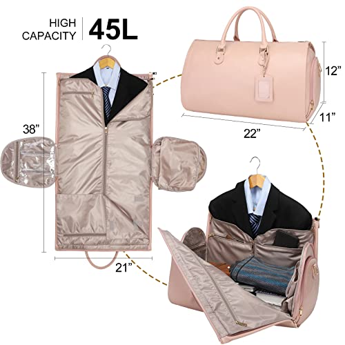 Modoker Pink Leather 2-in-1 Suit Travel Bag