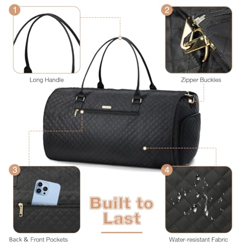 Convertible Weekender Bag for Women - Black Color