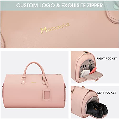 Modoker Pink Leather 2-in-1 Suit Travel Bag