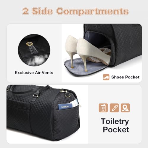 Convertible Weekender Bag for Women - Black Color