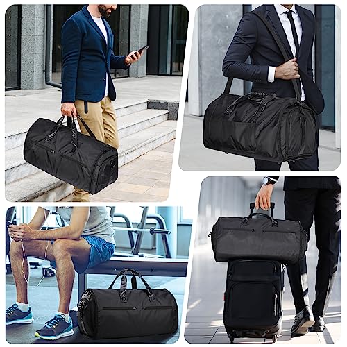 Large Convertible Garment Bag with Shoe Pouch - Black