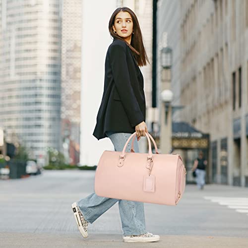 Modoker Pink Leather 2-in-1 Suit Travel Bag