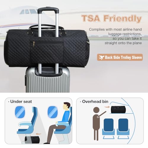 Convertible Weekender Bag for Women - Black Color