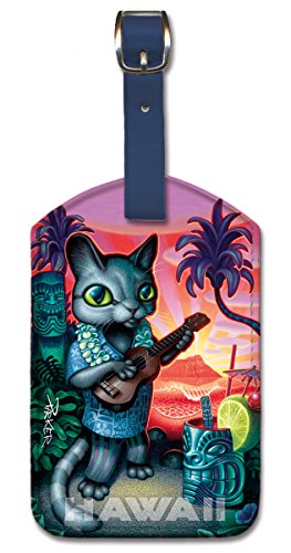 Tiki Cat Leatherette Luggage Tag by Brad Parker
