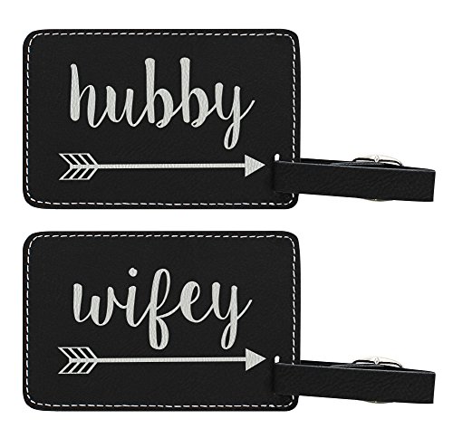 Hubby & Wifey Matching Couples Luggage Tags 2-Pack